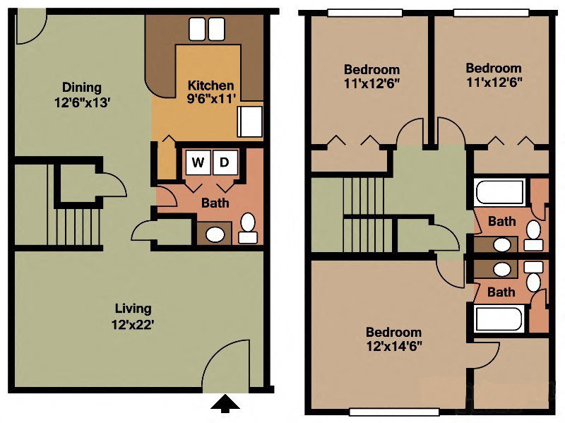 3 Bedroom 2 Bath Townhome Waterford Square Apartments Three bedroom Two and a half bath Townhome apartment in Huntsville, AL